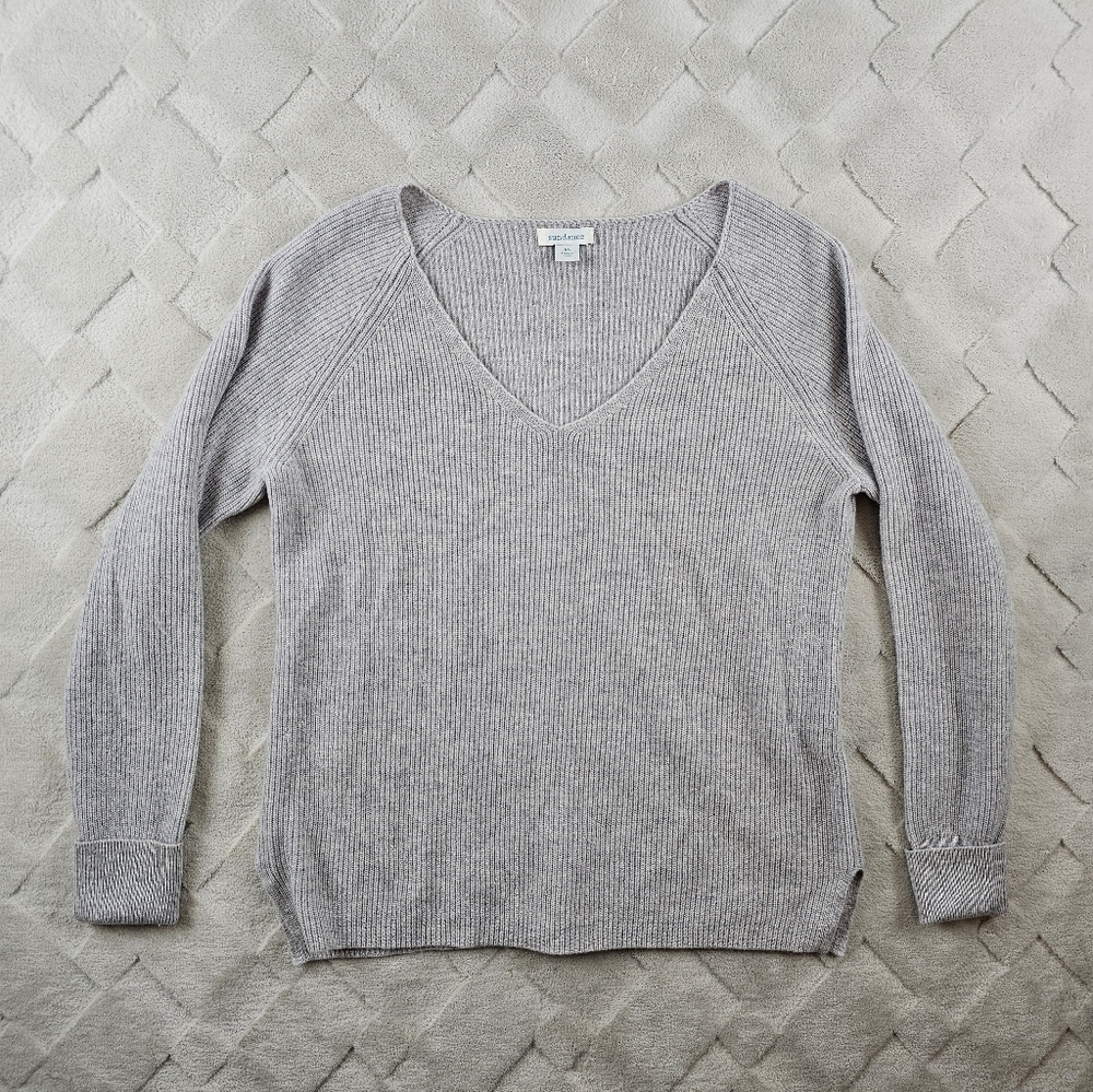 Sundance 100% Cashmere Sweater Womens Extra Small Gray Knit
